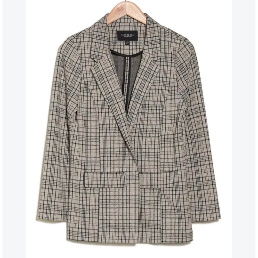Liverpool Blazer Women XL Tan Black Glen Plaid Excellent LM1210CA63 Stretch